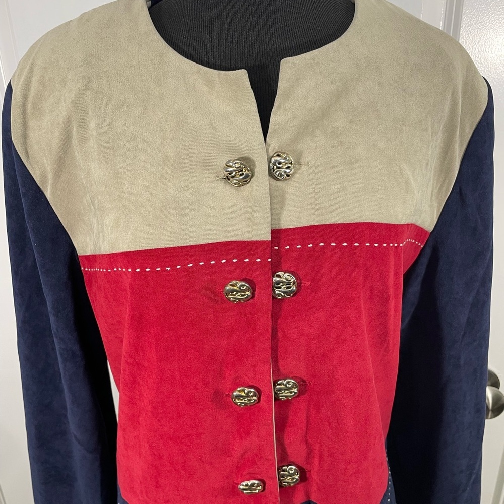 Vintage Leslie Fay Colorblock Women's Jacket Blazer  Size 16 - Picture 3 of 8